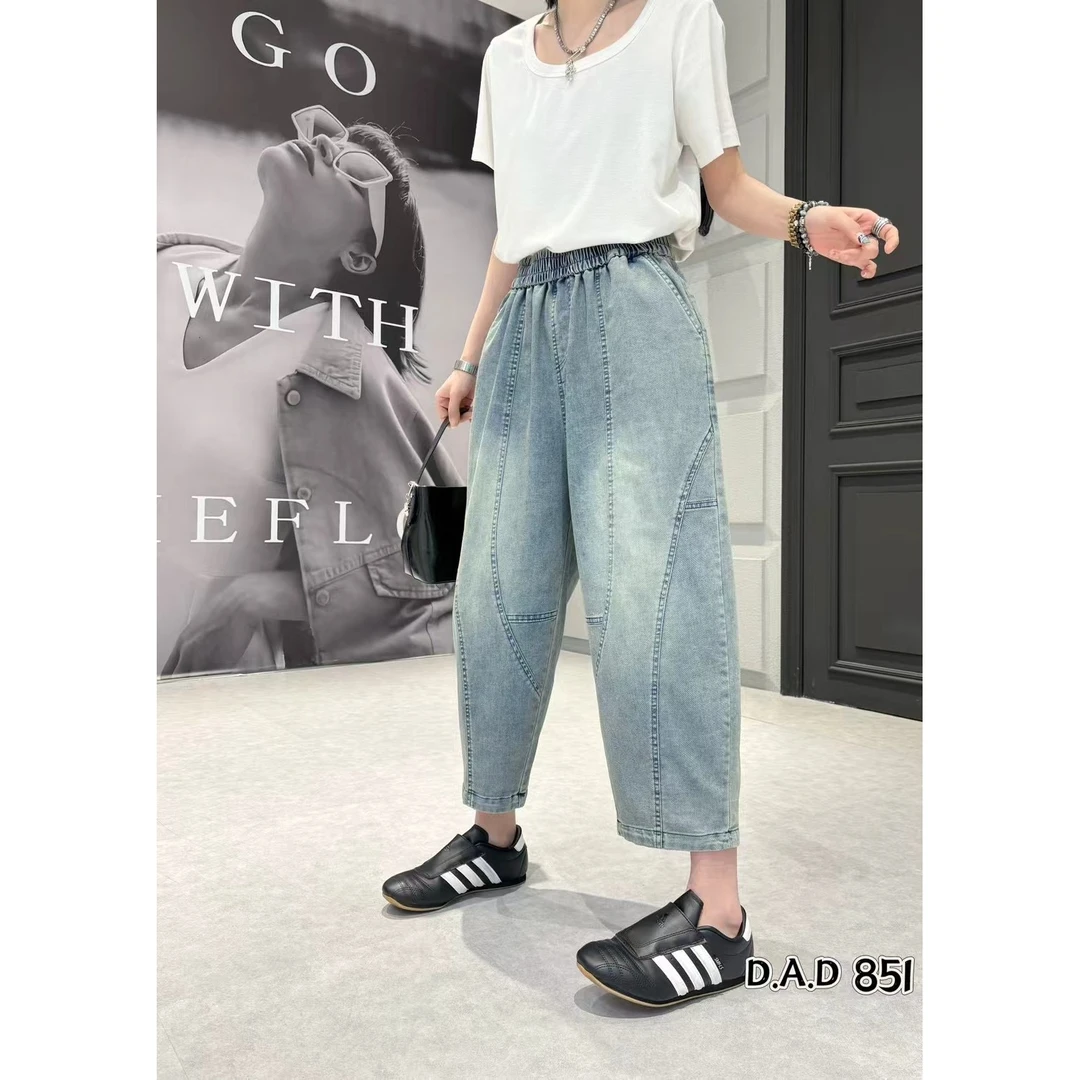 季公子2025夏季新款怀旧大码宽松哈伦老爹裤851