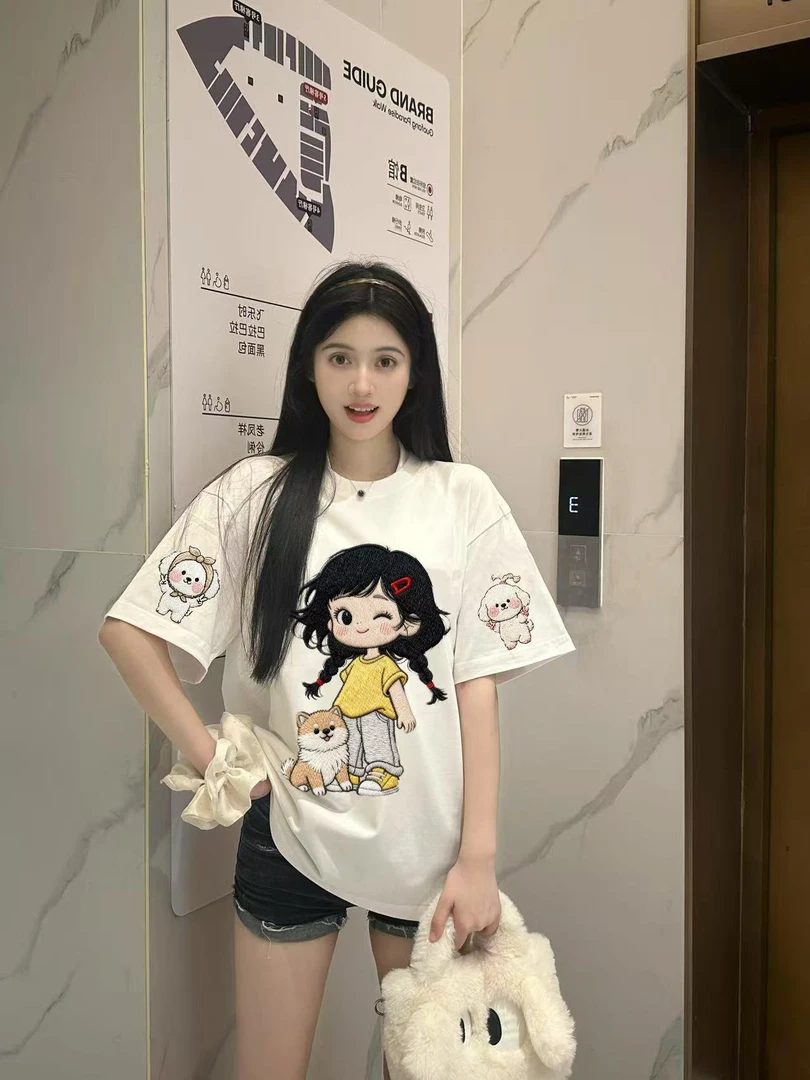 卡通动漫短袖常规通勤猫印花T恤猫咪夏季卡通ol春夏