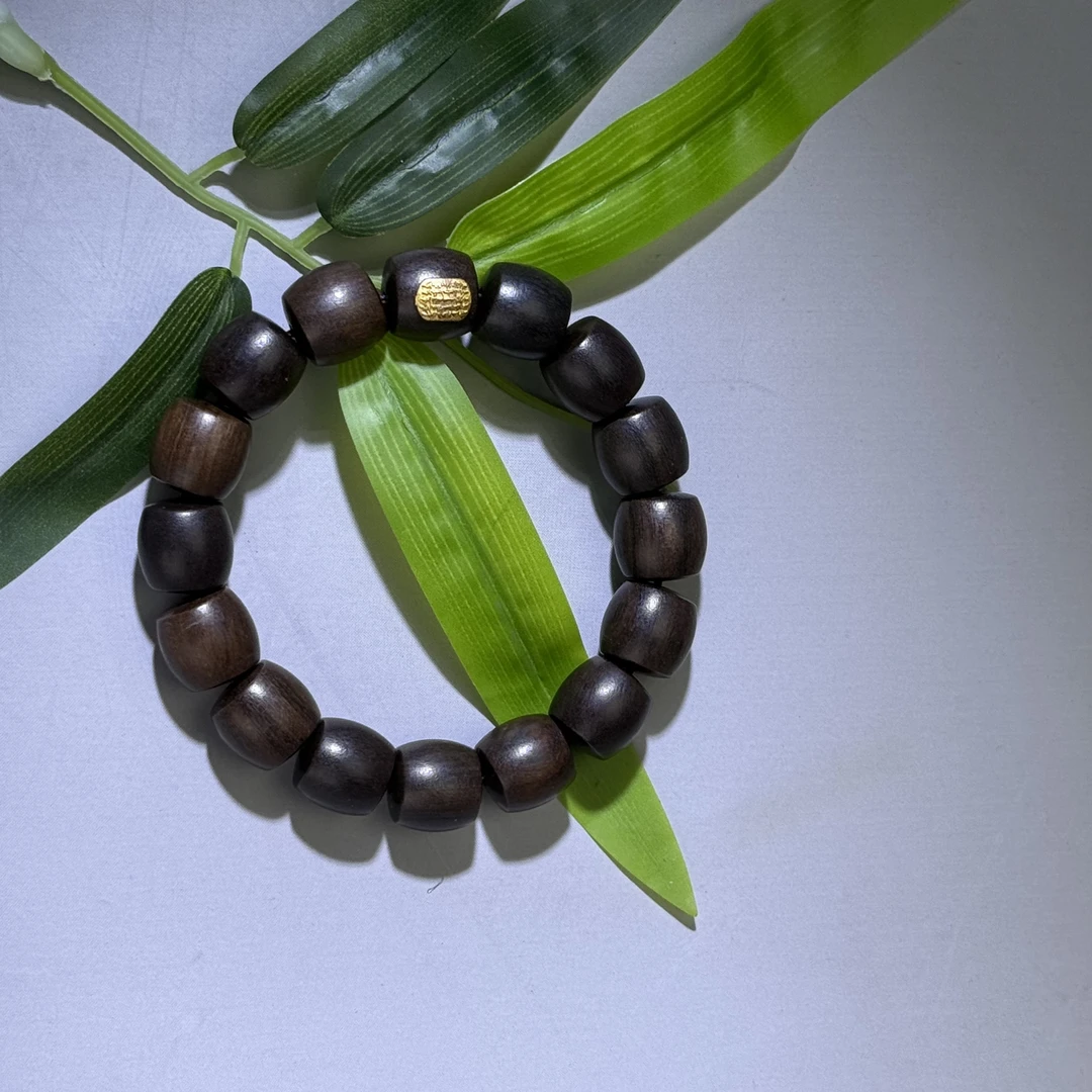 【尚御阁】古苏夷带一点黄木质桶珠手串