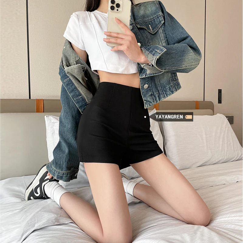 短裤西装春夏外穿女2025新款黑色高腰显瘦靴裤打底小个子热裤辣妹