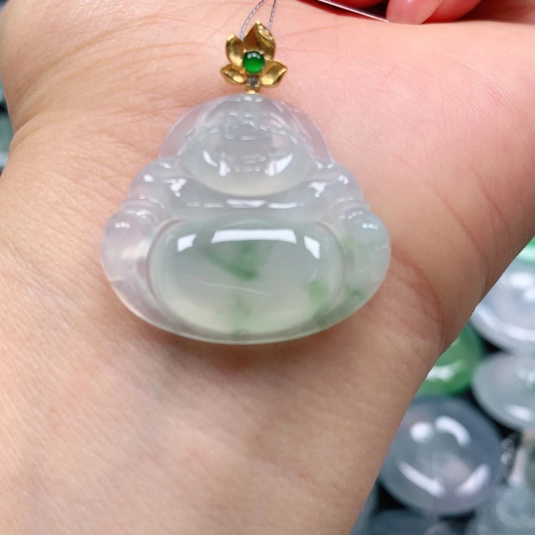 翡翠颈饰18K金镶嵌天然翡翠