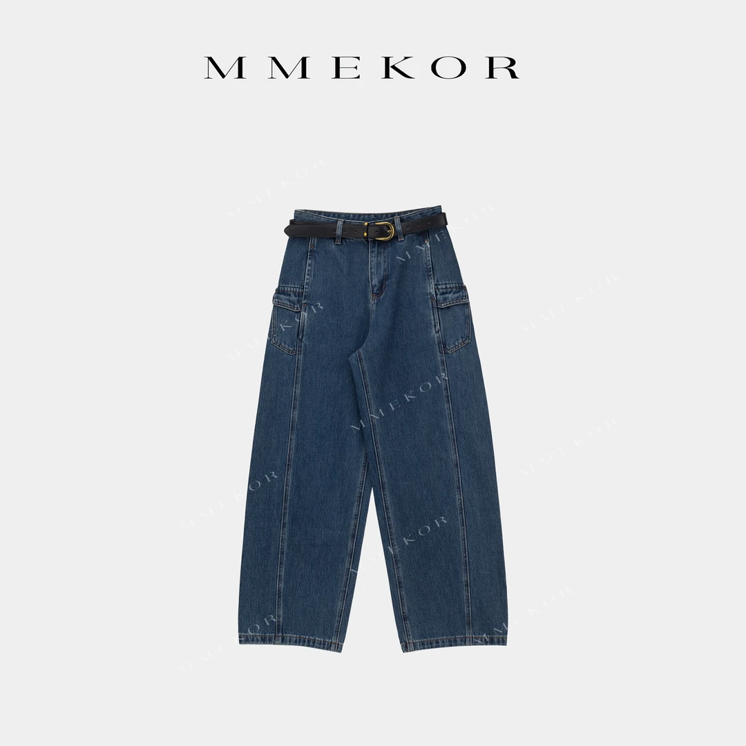MMEKOR“法工裤” 100%棉丹宁无弹中腰水洗牛仔裤 50211