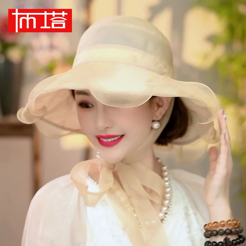 布塔桑蚕丝女士真丝太阳帽桑蚕丝鸭舌帽防晒遮阳帽遮脸PT0783