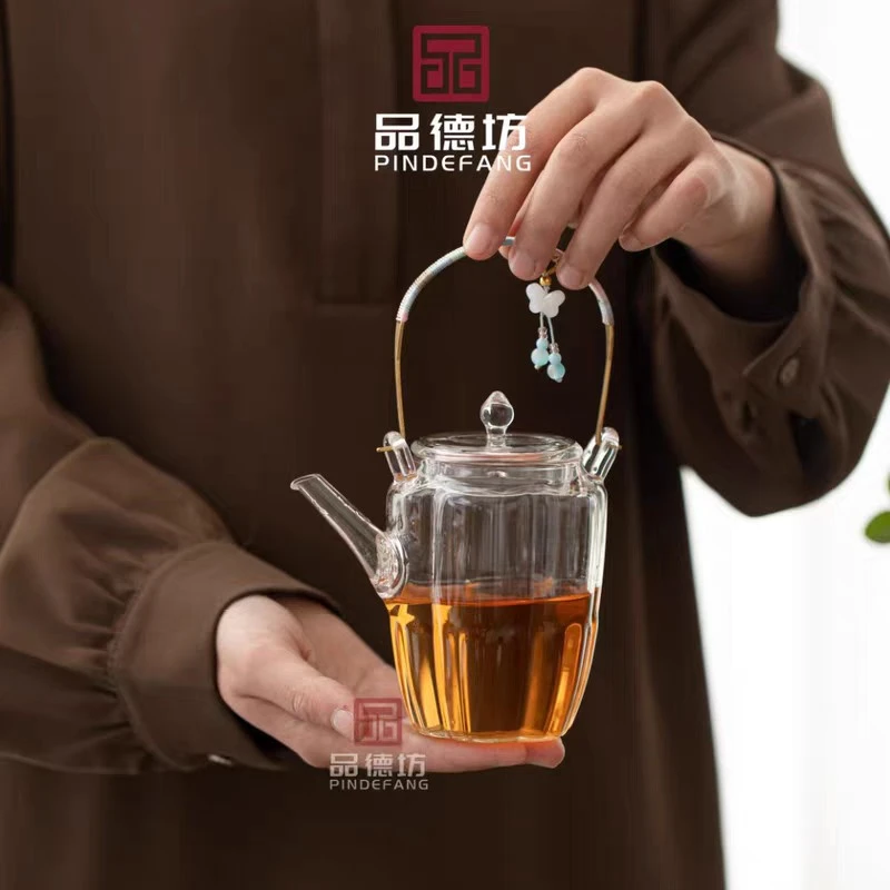 新品莲花提梁壶纯手工耐高温烧水煮茶壶时转运珠提梁壶300毫升