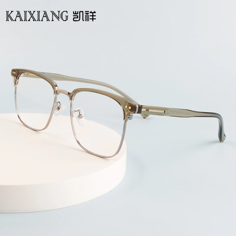 可配度数散光！半框眼镜高档商务男近视眼镜防蓝光痞帅显脸小镜框