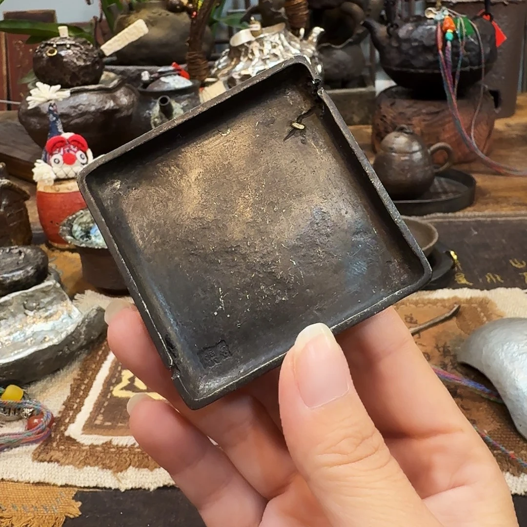 茶案紫砂手工锻打方型锡杯垫茶周边