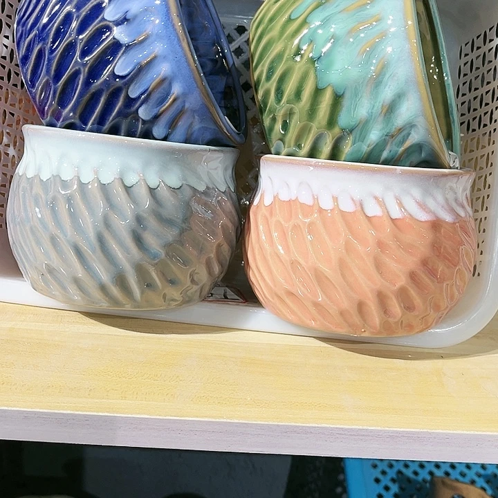 瓷片花盆多肉植物艺术品