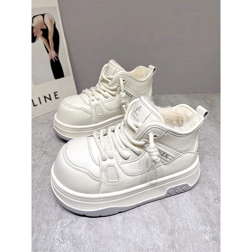 真皮厚底雪地靴女2025新款冬季加绒加厚保暖棉鞋小胖丁面包鞋