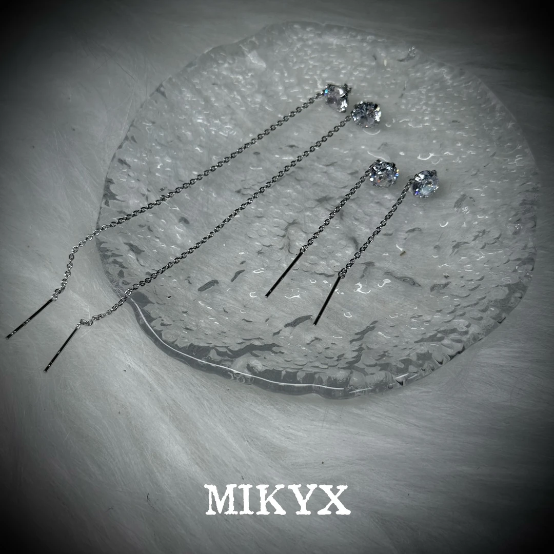 mikyx 铜合金合成锆石耳饰 冰糖镶嵌耳线A572