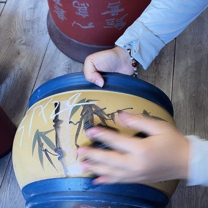 黄蓝熊猫鱼缸大花盆花盆