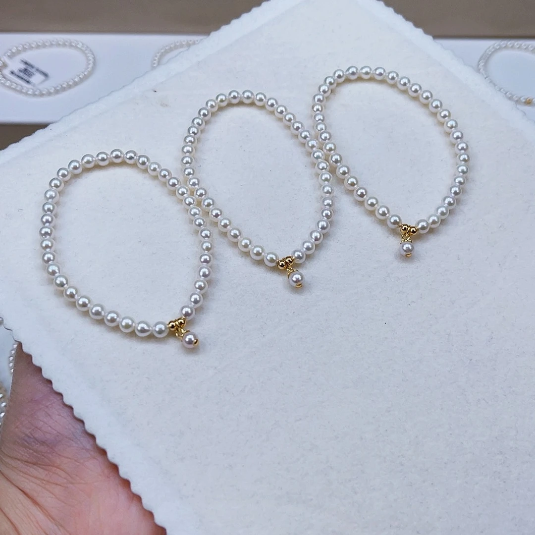 银S925镶嵌手绳淡水珍珠4-5天然淡水珍珠手串