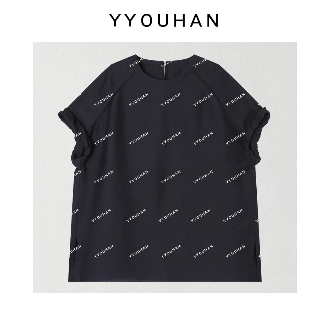 YYOUHAN 2025新款【极简刚需】捏褶手袖轻薄显瘦百搭T恤 2506C3732