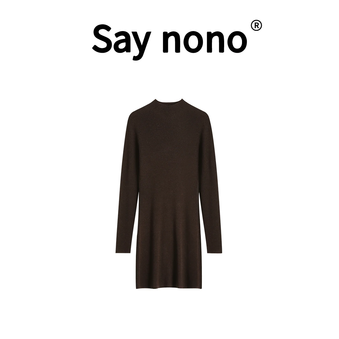 懒猫nono│Saynono 高领针织连衣裙收腰小个子包臀裙 /DNM88077
