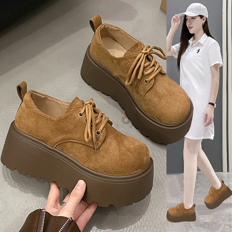 松糕厚底系带勃肯鞋女2025新款春季季复古百搭小个子时尚博肯单鞋