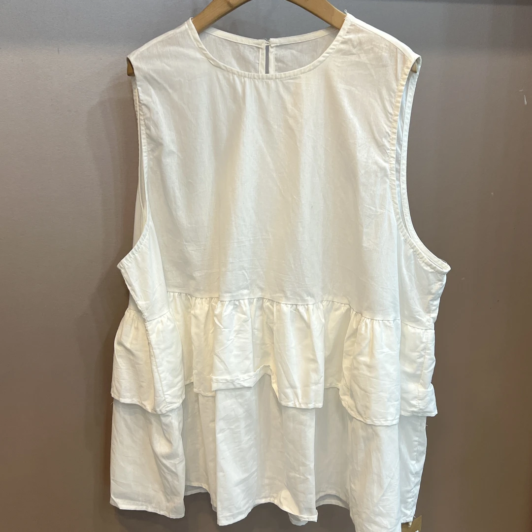 S8588 圆领韩版纯色气质无袖简约风女装连衣裙衬衫