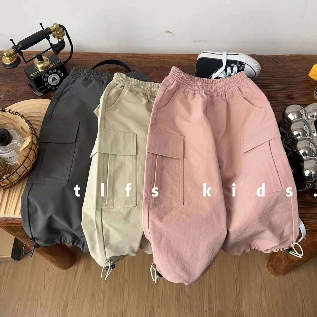 童例「伞兵工装长裤」春季薄款儿童百搭宽松中裤日常男童女童休闲裤