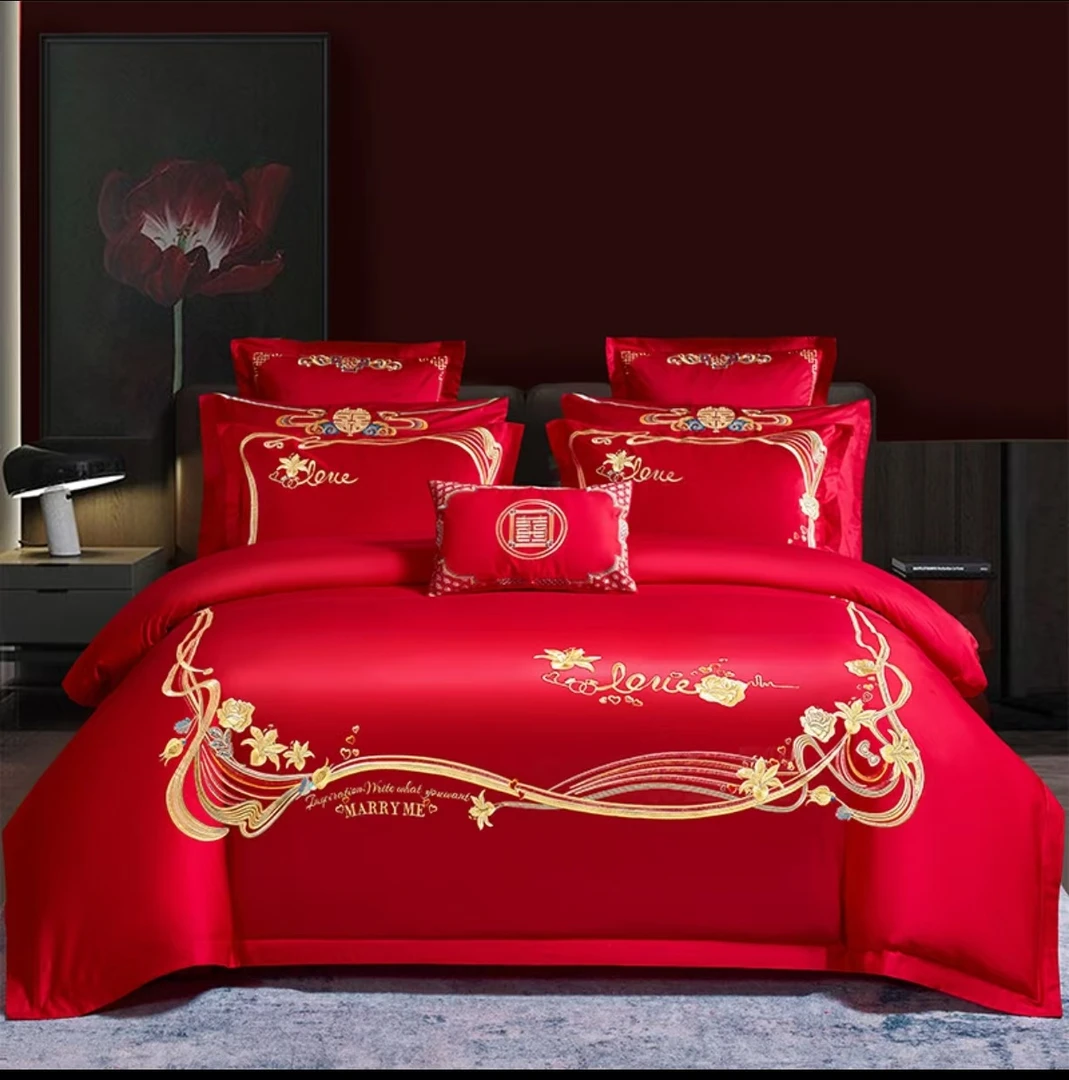 【情定今生】全棉婚庆刺绣四件套高端绣花中式婚房结婚