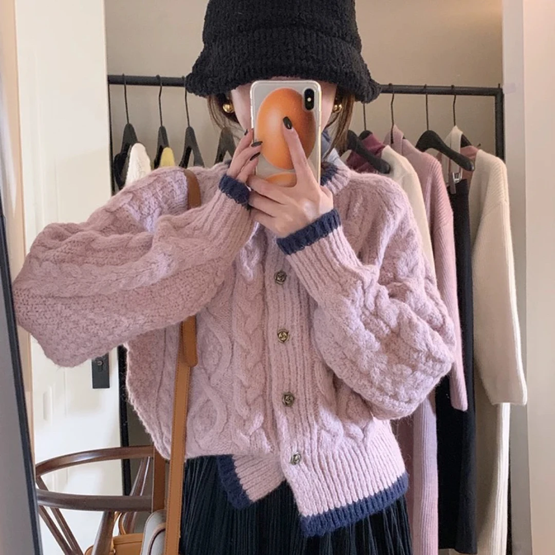 韩系温柔慵懒针织百搭复古女秋冬小众毛衣外套（直播间链接）