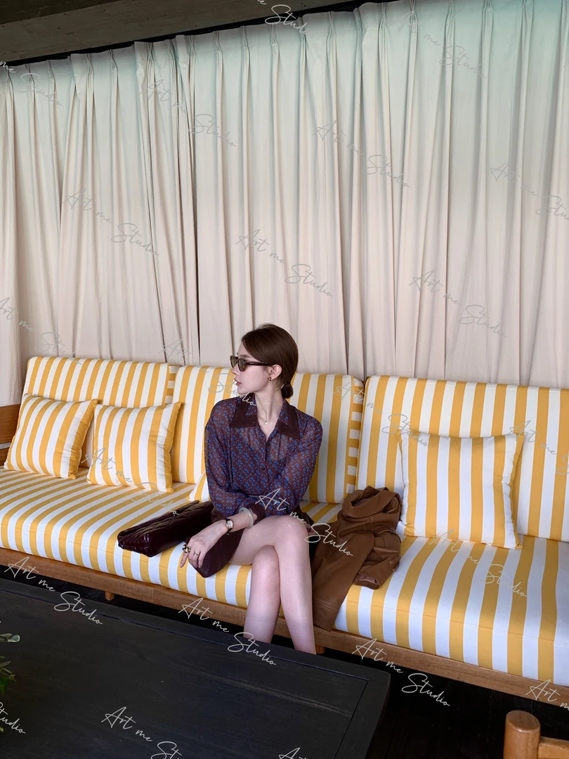 纯欲微透蕾丝花边零压感轻盈飘感两色衬衫上衣w1868w1