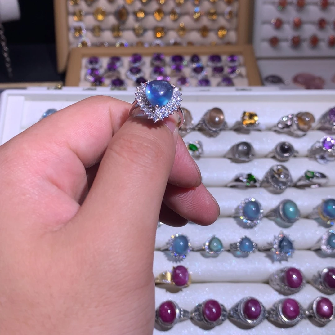 【闪购商品】水晶戒指银S925镶嵌戒指