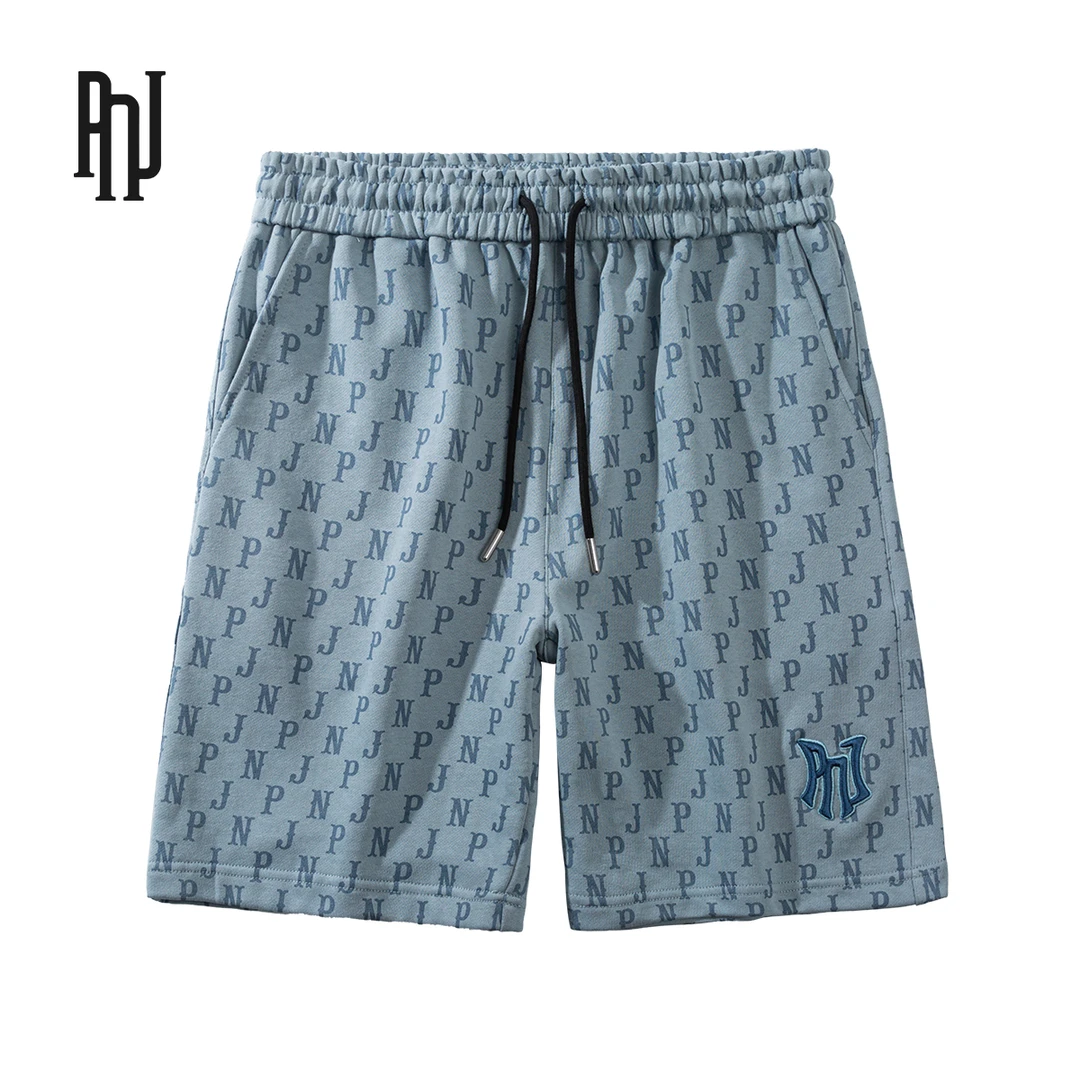 新款宽松针织满印五分卫裤情侣男女士同款运动PK3H2020