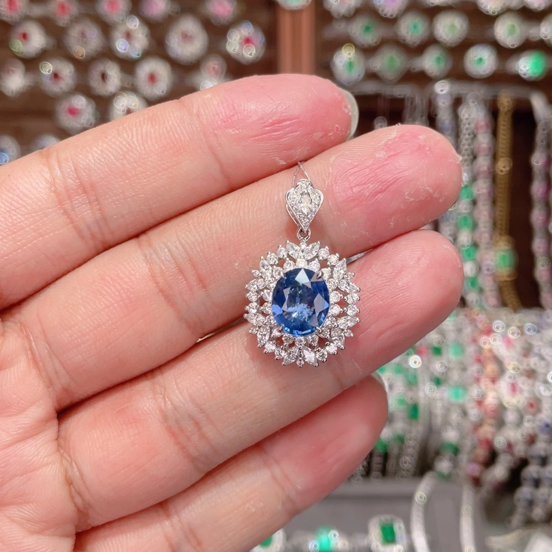 吊坠(不含链)蓝宝石18K金镶嵌2.1ct