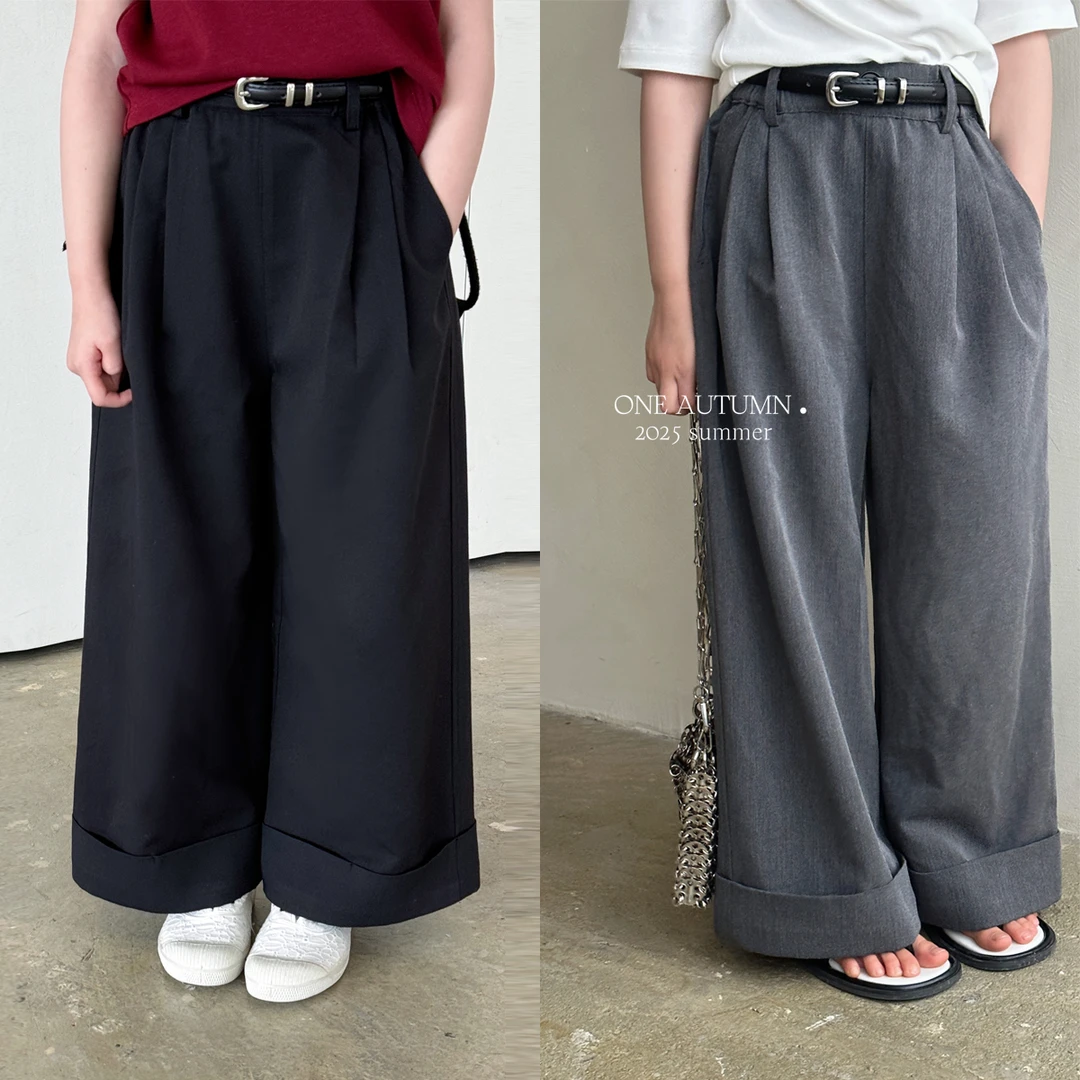 「壹秋.ONE AUTUMN」【极简模式】配皮带卷边阔腿裤女童夏【C541】