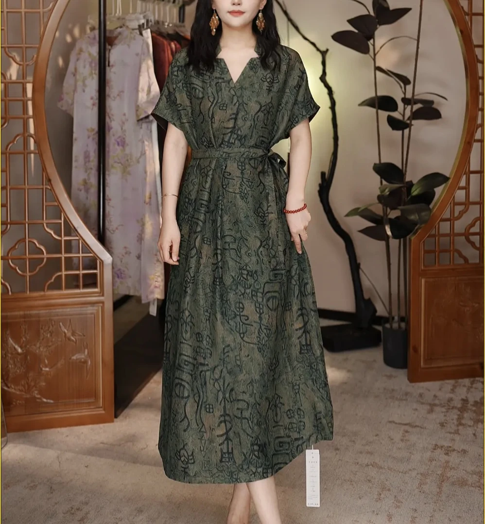 冠乐皱双面双穿春夏秋显瘦气质高贵连衣裙001