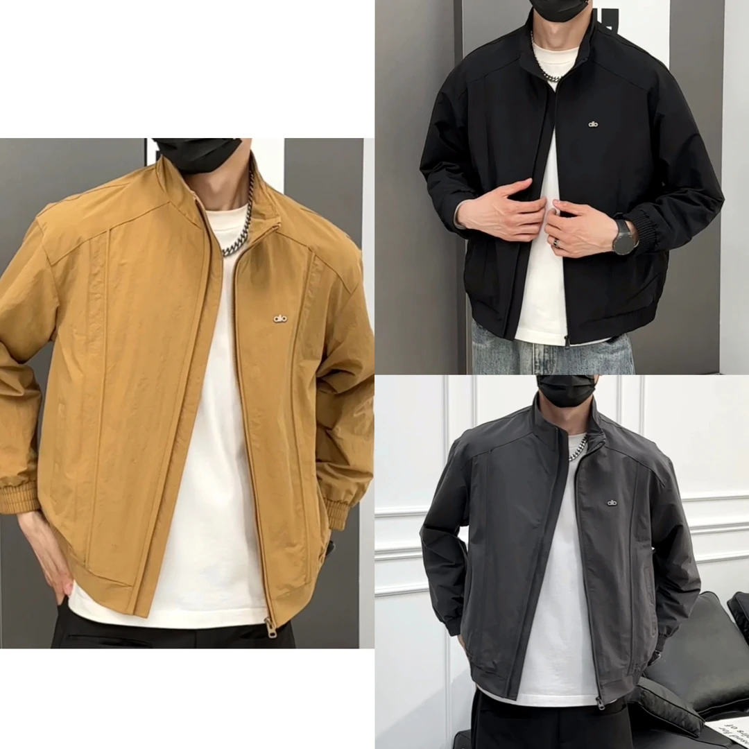 759男士秋季小短版立领外套本布下摆版夹克修身长袖立领