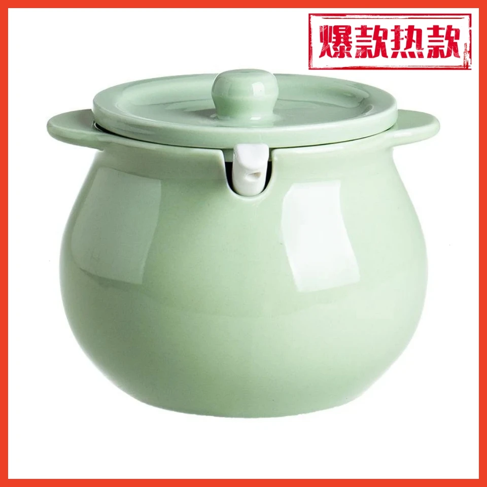 奶油大号陶瓷家用猪油罐耐高温油带盖大容量辣椒罐子厨房用储油罐