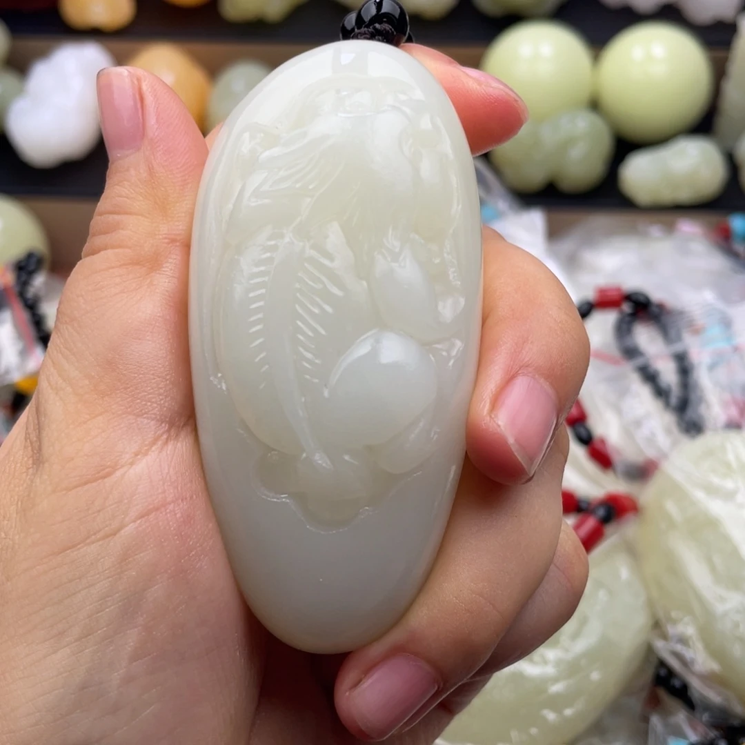 功***，石材天然古青石手把件