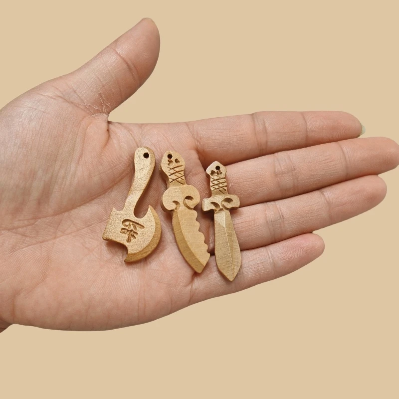 桃木刀剑斧头纯桃木雕刻小件迷你挂件