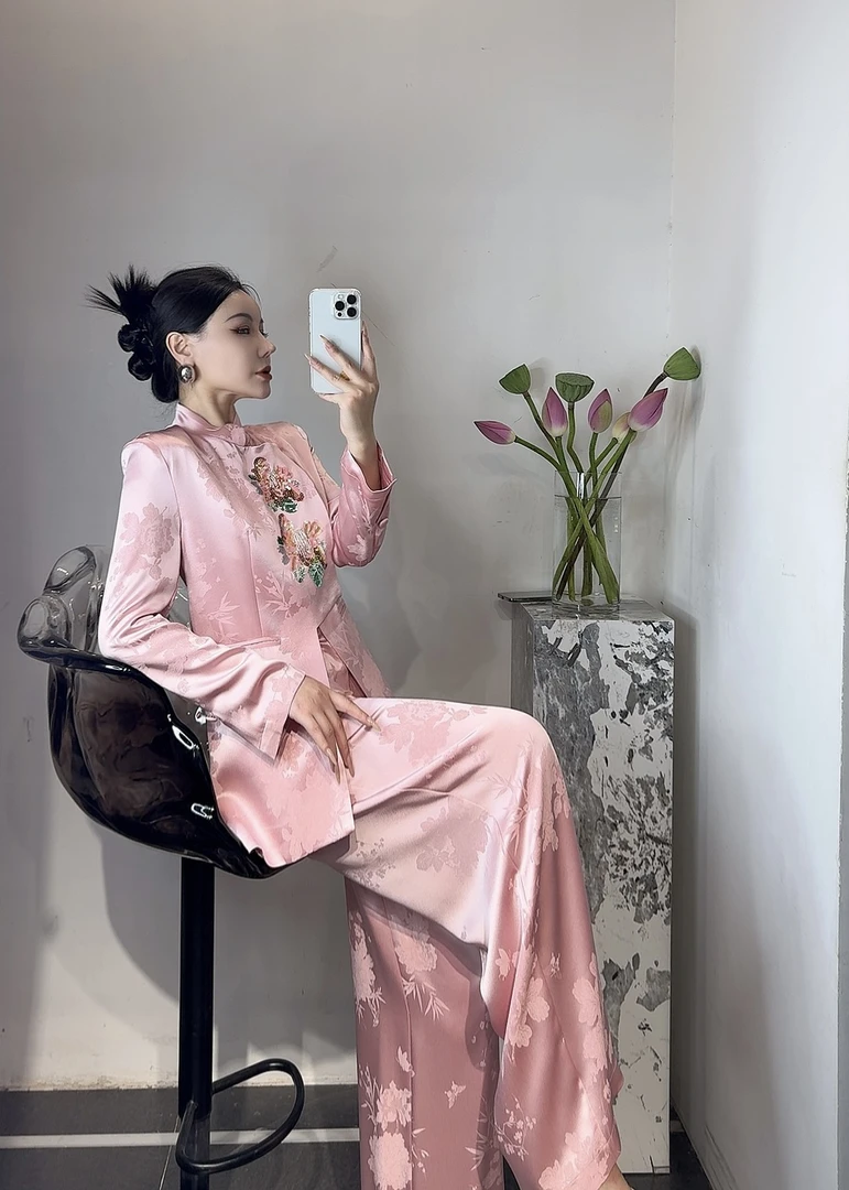 时尚套装秋季女装new vintage欧若精灵风刺绣新中式
