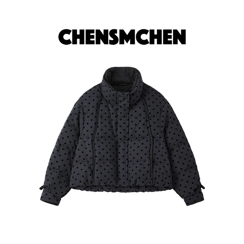 CHENSMCHEN 波点鹅绒服女士秋冬时尚气质短款保暖羽绒服CSY9266SL