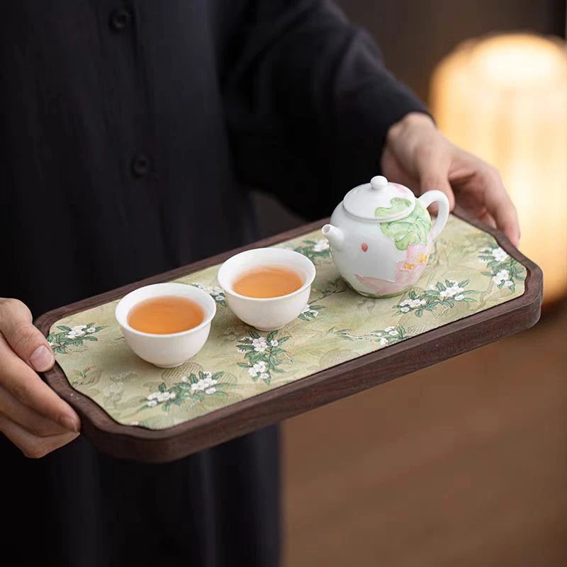 长方形干泡茶盘功夫海棠竹制盘壶承茶托