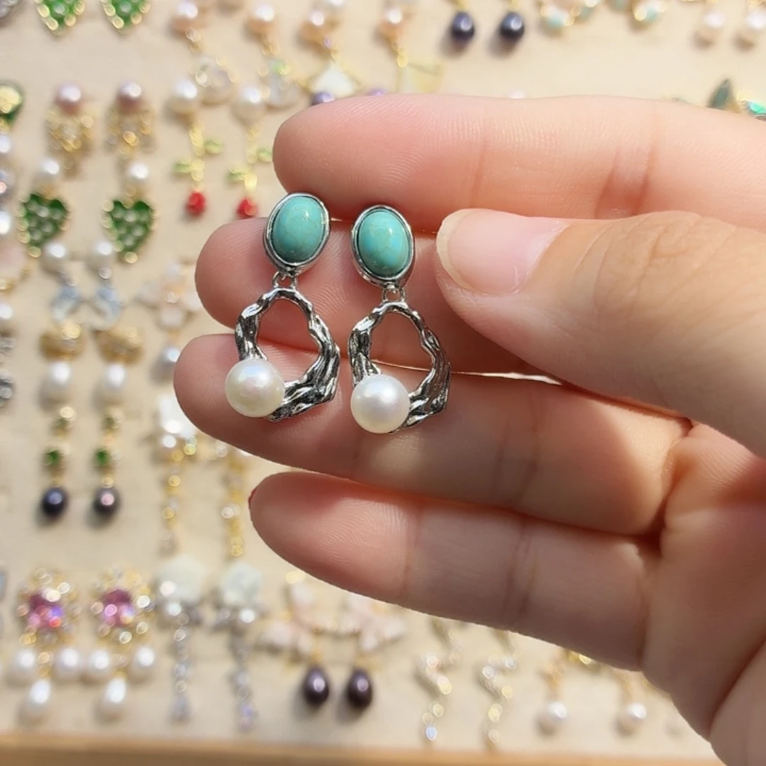 合金淡水珍珠耳饰