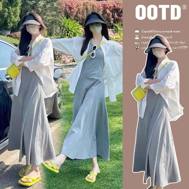 减龄孕妇装2025新款爆款宽松防晒衬衫显瘦高质量吊带连衣裙春夏装