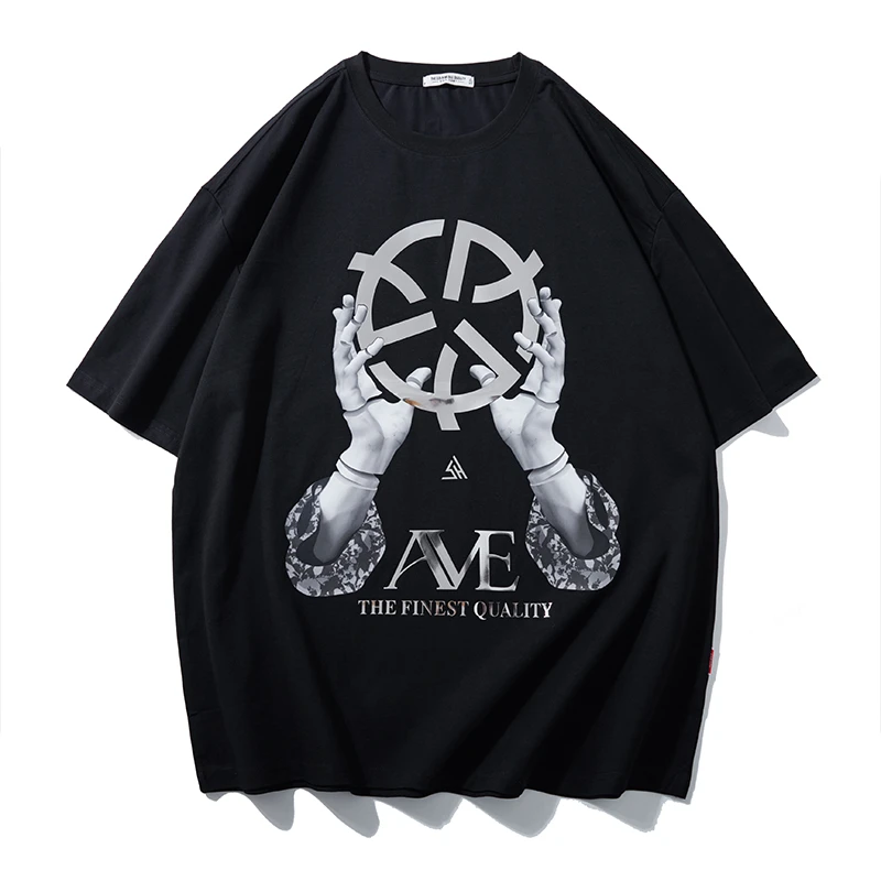 LIUGEJIA/六个加潮牌大码男士落肩款投篮印花250g宽松T恤 T168542