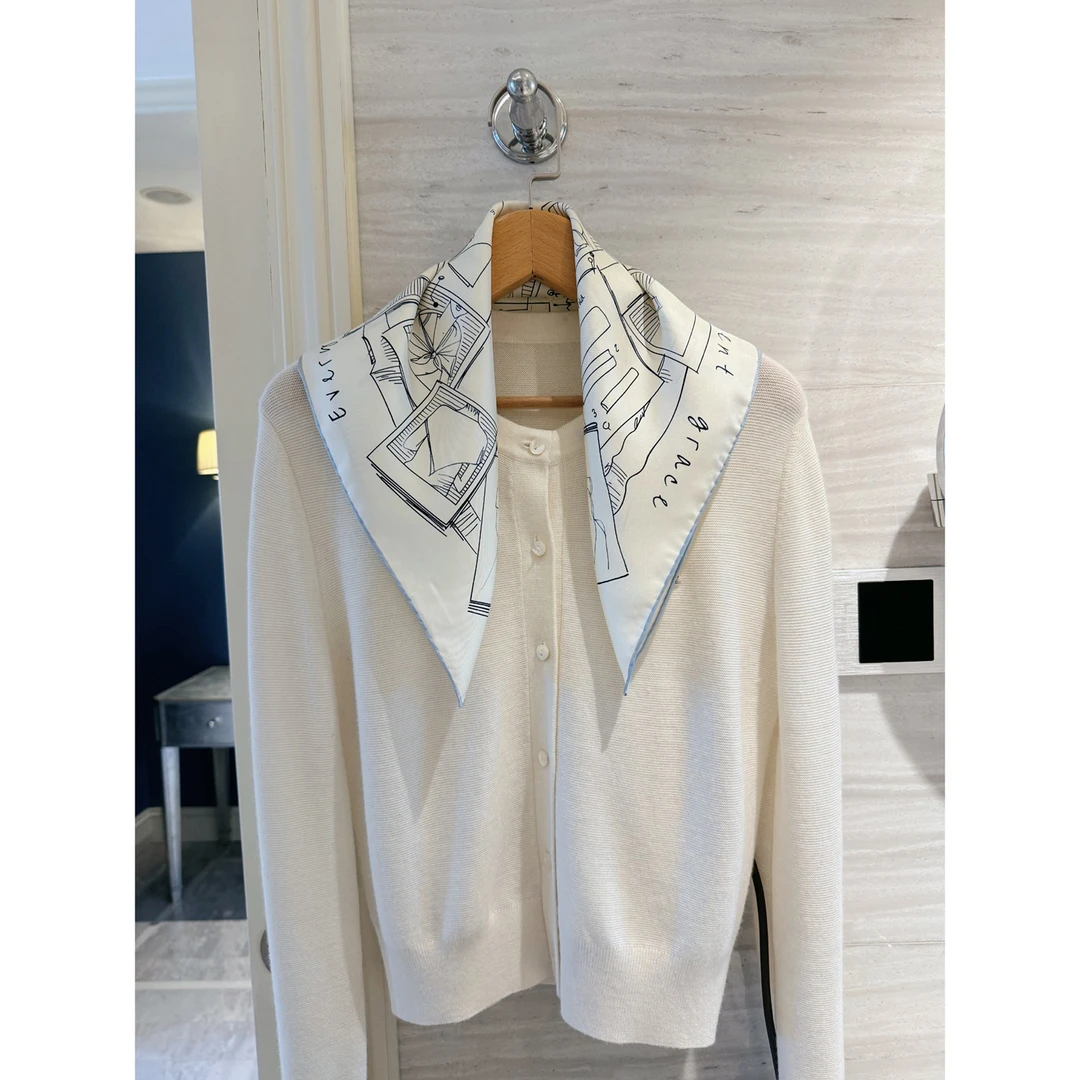 NINASOLOR丝巾剪影 高质16姆米斜纹真丝桑蚕丝丝巾小方巾53cm