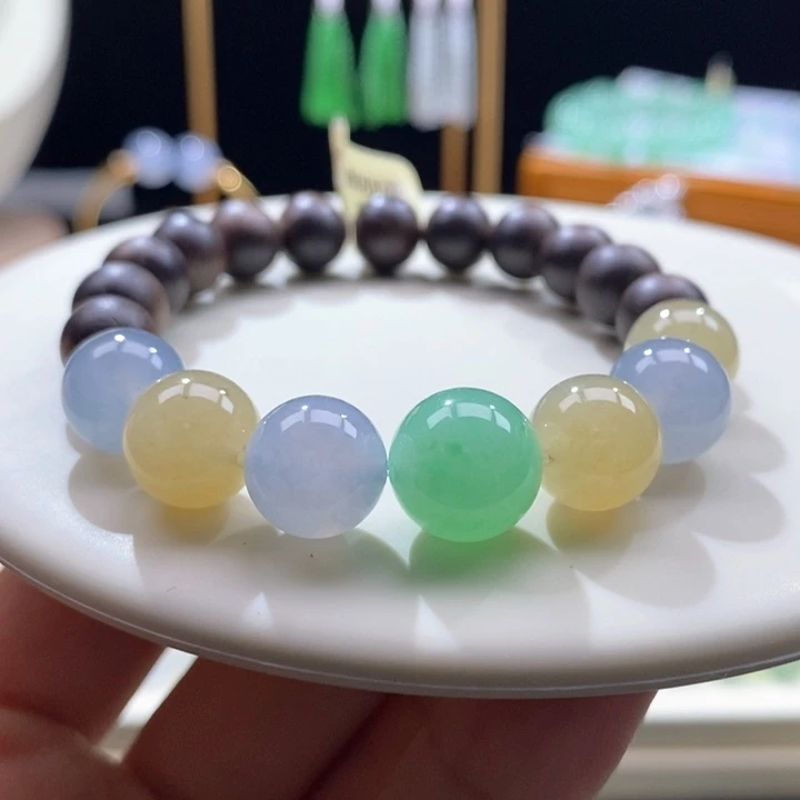 翡翠未镶嵌吊坠(不含链)翡翠甜色系圆珠手串