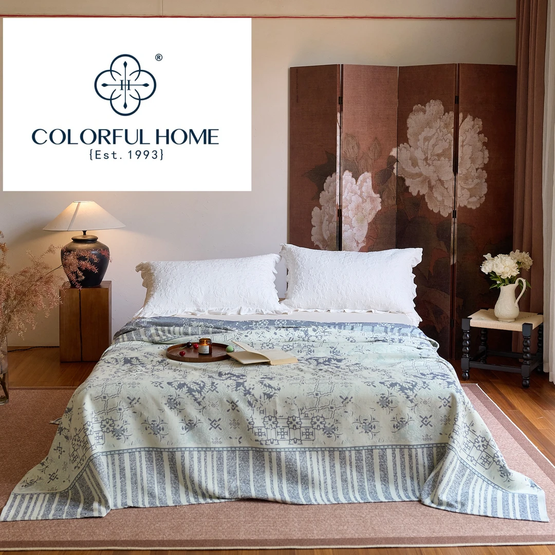 （ColorfulHome）蓝染初夏板蓝根染色床盖230*250高定轻奢款
