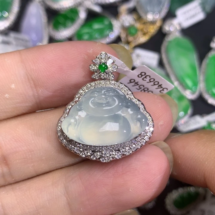 吊坠(不含链)18K金镶嵌翡翠