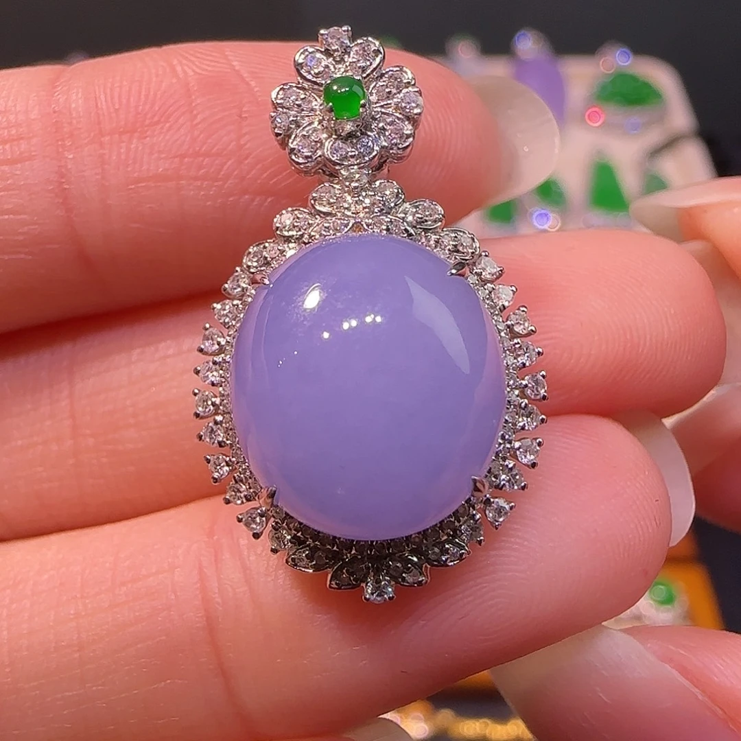 翡翠18K金镶嵌吊坠(不含链)