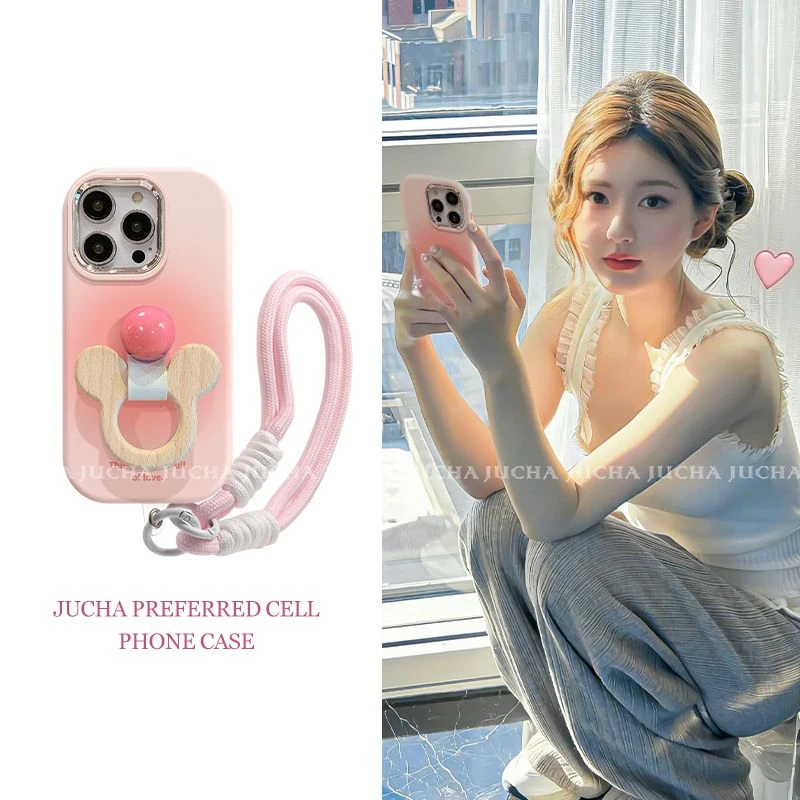 晕染米奇适用苹果16pro手机壳女款opporeno14粉红vivos30创意华为