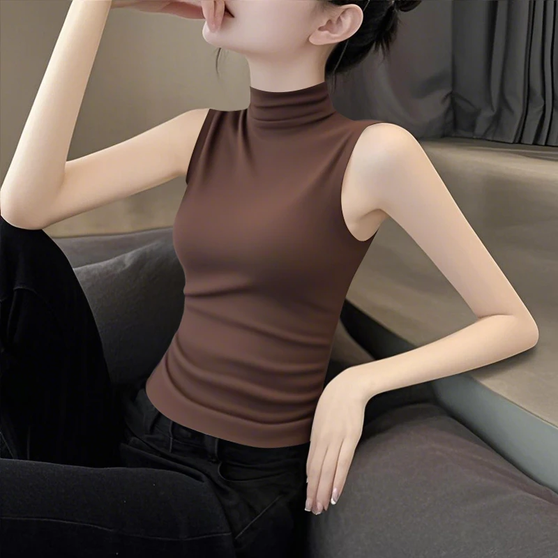 莫代尔夏季新款半高领2025冰丝打底内搭女吊带清冷系新款潮牌女装