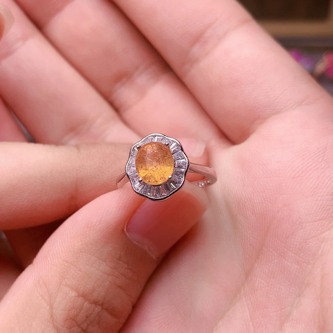 石榴石（芬达石）戒指银S925镶嵌