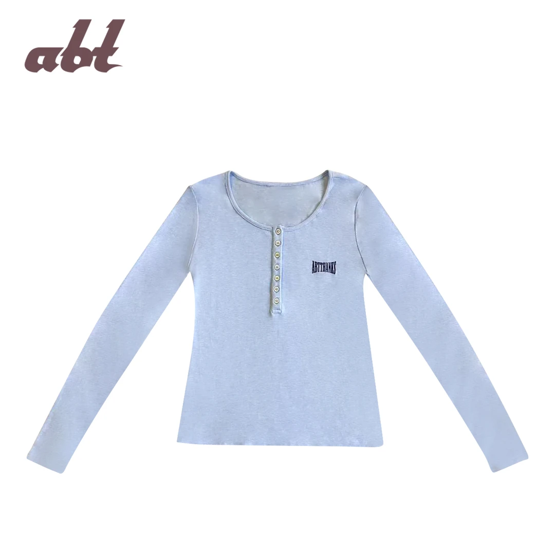 ABT 新款刺绣长袖T恤女内搭打底衫 abt505L02CT1005