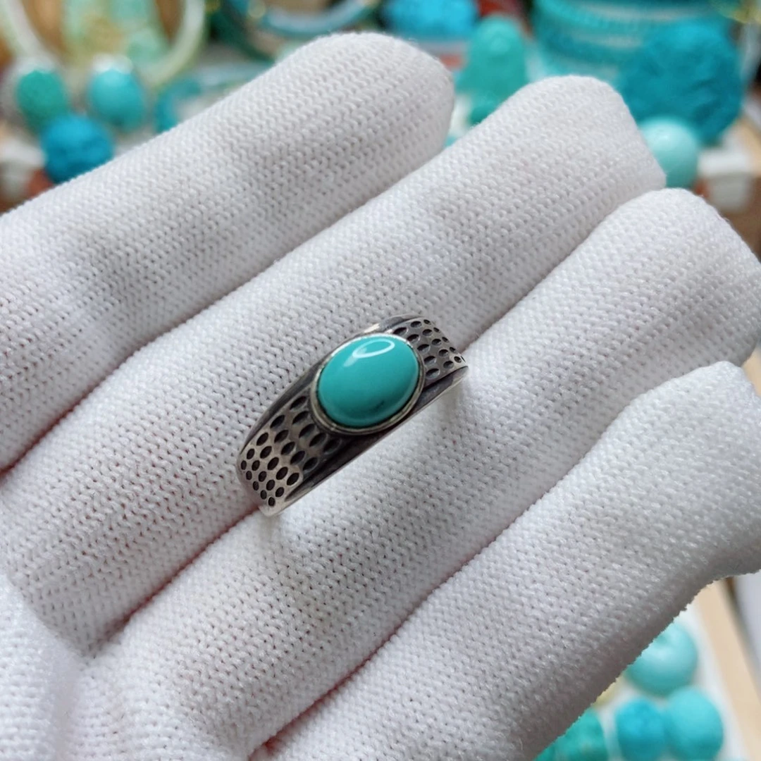 绿松石银S925镶嵌戒指