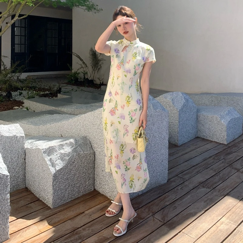 新中式旗袍端庄优雅显瘦包臀连衣裙女S0819