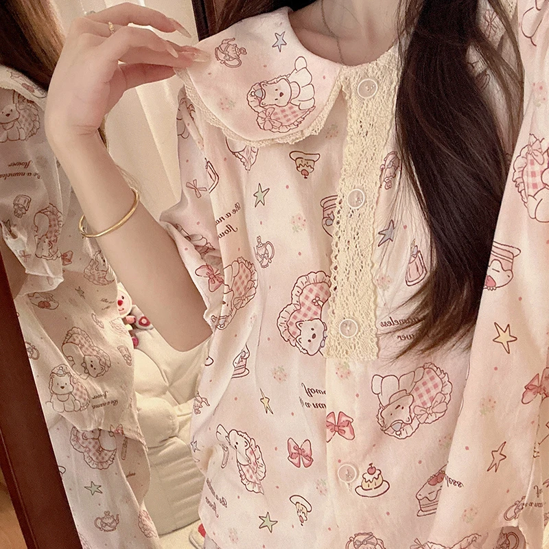 甜心小狗睡衣少女款夏季薄款短袖短裤泡泡棉卡通可爱家居服带胸垫